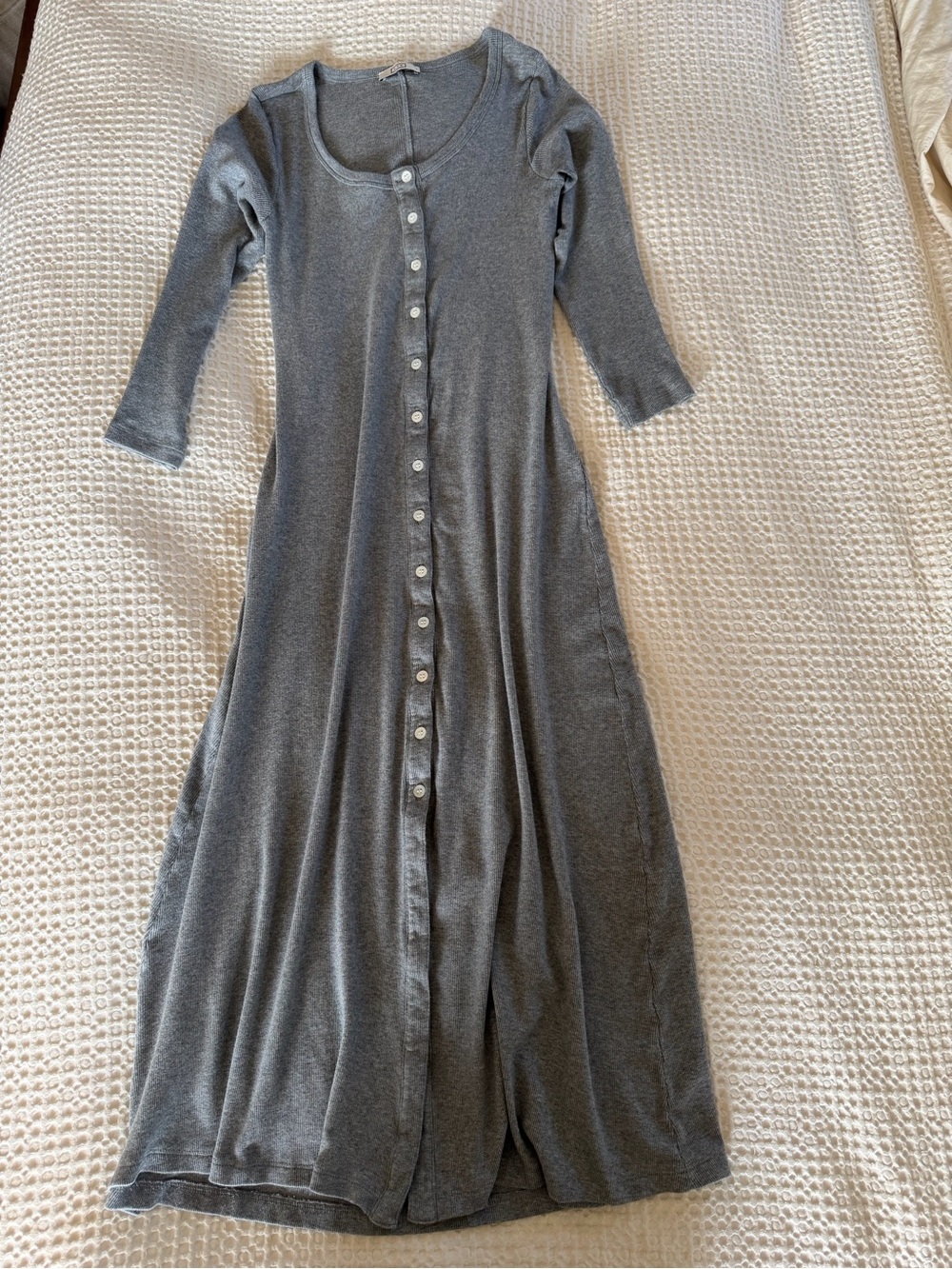 AYR The It Girl Button Front Ribbed Midi Dress Heather Grey Size S - Picture 3 of 12
